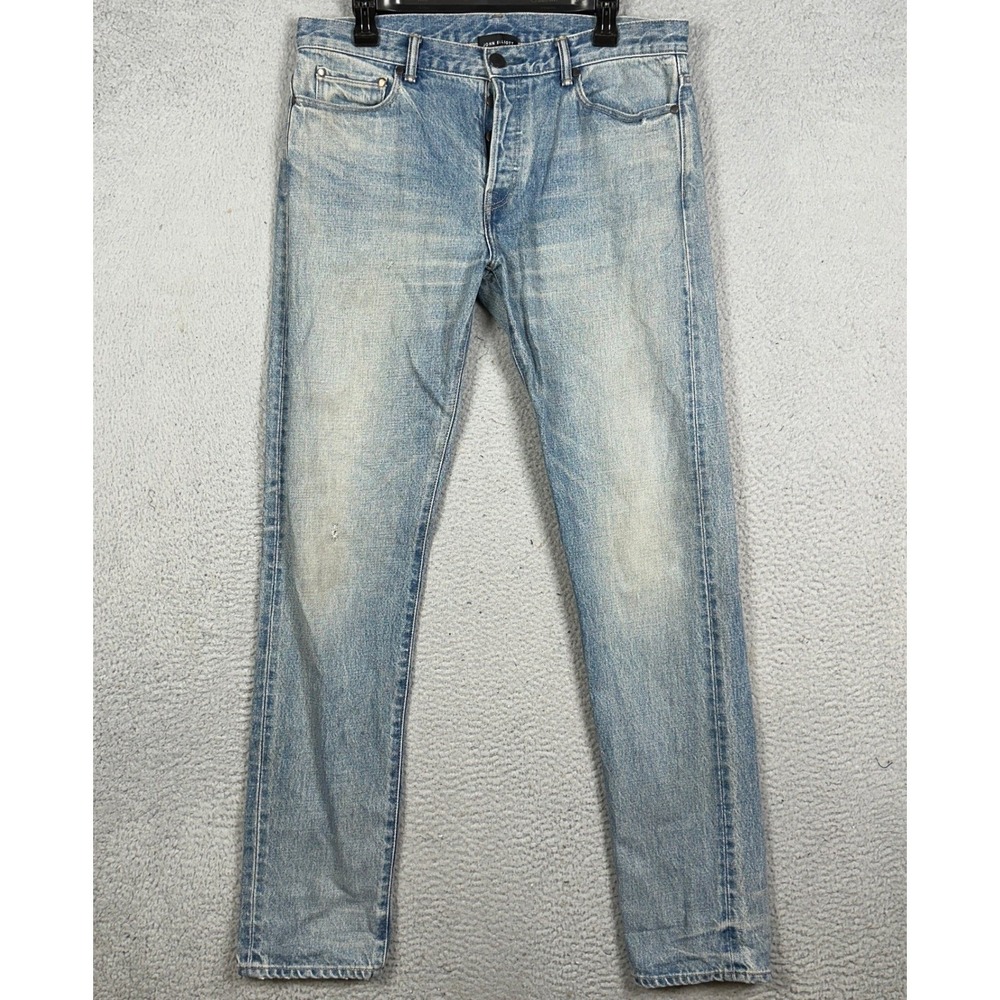 John Elliott Jeans Mens 32 Blue Japanese Denim Slim Straight Button Fly 5-Pocket